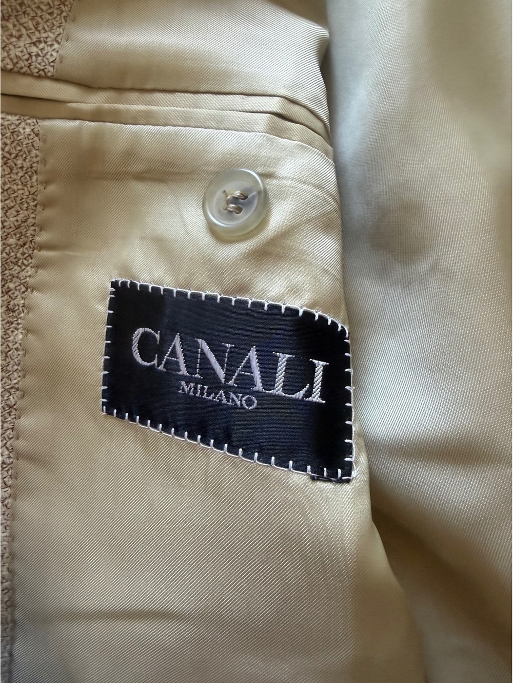 Canali Milano Men's Beige Pure Wool Suit Jacket Size 52R